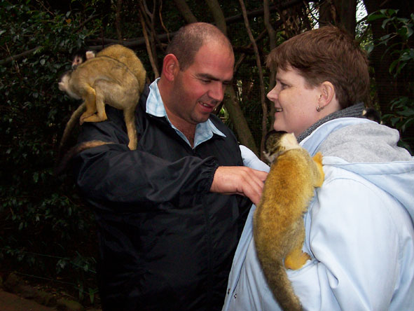 Ramona Rubach - interacting with lemurs at Monkey Land on the Garden Route